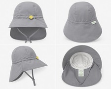 Green Sprouts Baby Sun Hat Gray Wide Brim UV Protection 9-18M Chin Strap