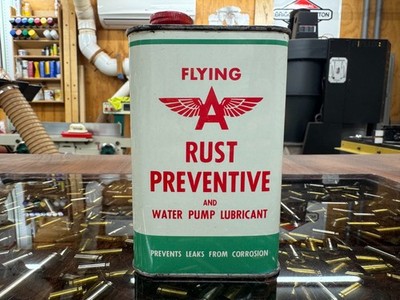 VINTAGE FULL NOS~ FLYING A RUST PREVENTATIVE WATER PUMP LUBRICANT CAN~ NICE CAN