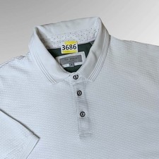 Ted Baker White Textured Short Sleeve Polo Shirt Men Size 5/XL