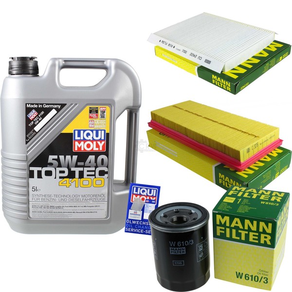 Mann Inspektionspaket 5L Liqui Moly Top Tec 4100 5W-40 FüR Fiat Bravo II 1.4-image