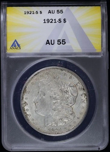 1921-S $1 Morgan Silver Dollar ANACS AU 55
