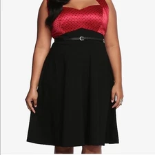 Torrid dress size 12 plus Fit Flare Satin Skater Pinup REtro red black