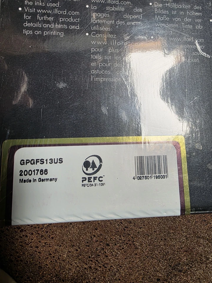 Ilford Galerie Prestige 8,5x11 Papel Fibra Dorada Seda 50 Hojas (Raro) Alemania  Foto 4 de 4
