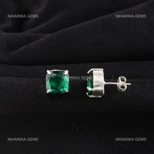 Green Emerald Gemstone Anniversary Dangle Birthday Earrings 925 Sterling Silver