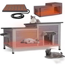 Heated Cat House Outdoor Cat House Insulated Large Weatherproof Feral Cat Shed