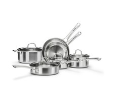 Stainless Steel Cookware Set,Tir-Ply Pots and Pans Set,10 Pcs Stain... Fast Ship