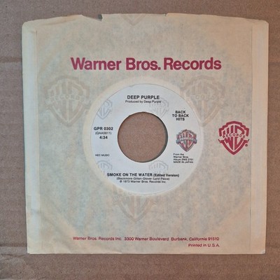 Deep Purple ''Smoke On The Water'' (2 vers) 7''45 Warner Bros. GPR 0302 NM wax