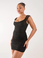 Pink Vanilla Womens BLACK Lace Sweetheart Mini Dress
