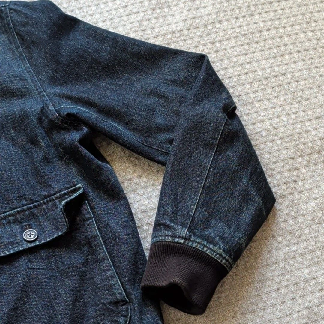 Wallace & Barnes Jacket Mens Medium Blue Denim Bomber Full Zip Lined Workwear - product detail image 4