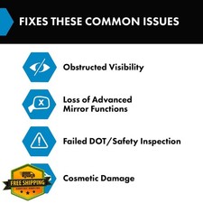 TRQ Jeep Cherokee Right Heated Convex Mirror Glass 2014-20 Snap On