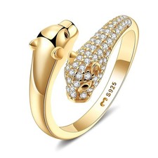 Anelli a forma di pantera lucente in argento 925. Anello in argento 925 con fini