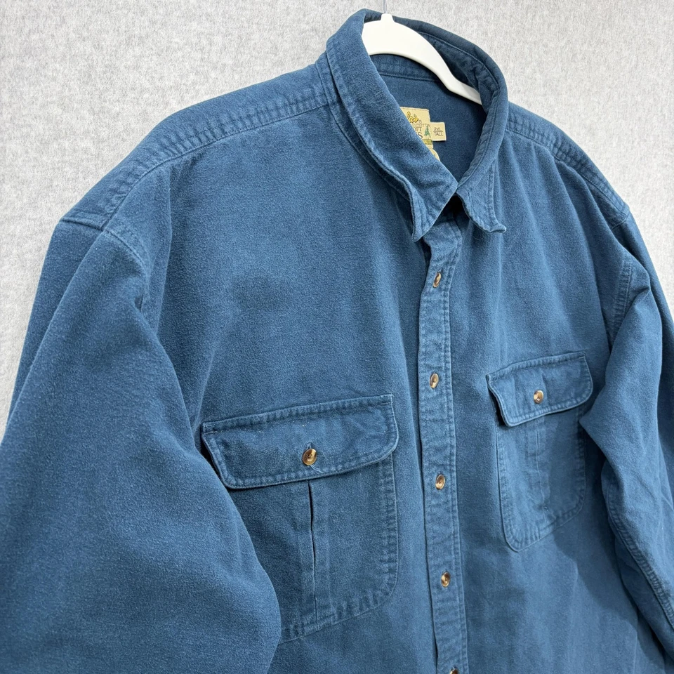 Camisa masculina camurça macia pele de veado Cabela's 2XL alta azul pesada botão para baixo - Imagem 3 de 4