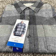 NWT Flannel Vintage Weatherproof Shirt Men’s Large L Grey Plaid Outdoors