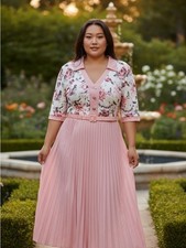 SHEIN Pink Floral Pleated Maxi Dress