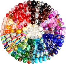 TOAOB 150pcs Glass European Large Holes Beads Assorted Resin Large,