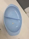 Vintage Pyrex Delphite Baby Blue Milk Glass Divided Casserole Serving Dish 13in