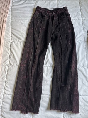 Acne Studios Wide Large Leg Burgundy Red Wine Denim Jeans