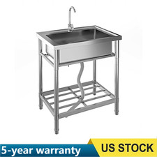 28'' Stainless Steel Freestanding Commercial Utility Sink Single Bowl w/ Faucet