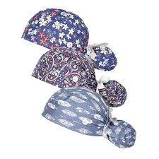 Scrub Cap, Surgical Caps for Women, Nurse Caps with Buttons Ribbon Tie, Adjus...