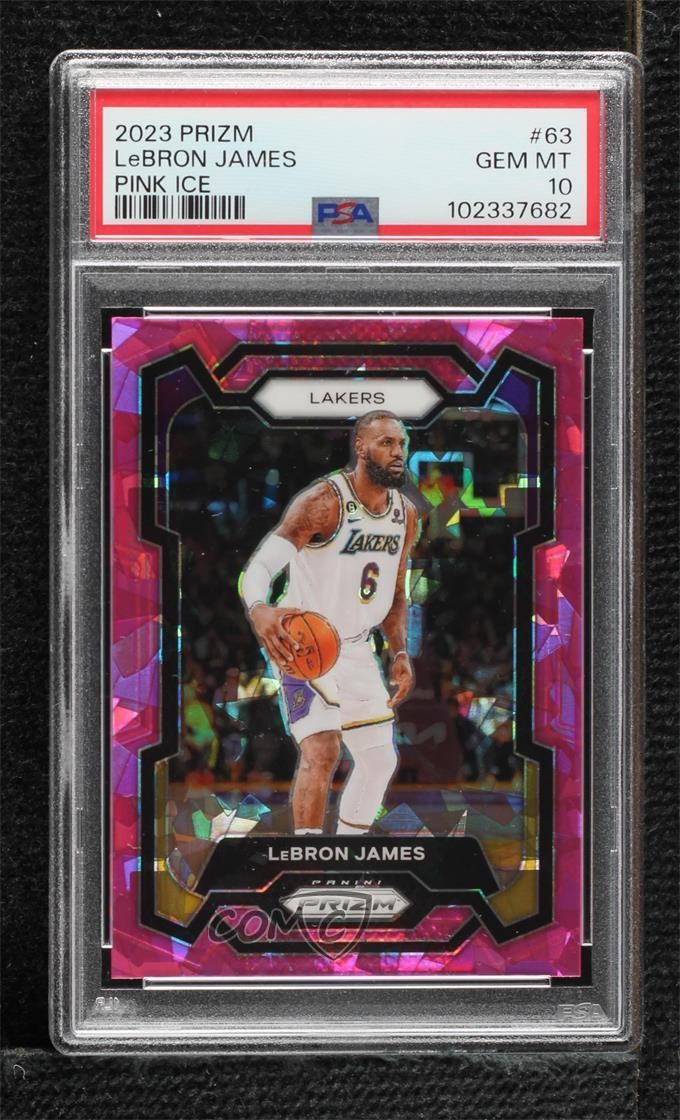 2023-24 Panini Prizm Pink Ice Prizm LeBron James #63 PSA 10 GEM MT 0wn0
