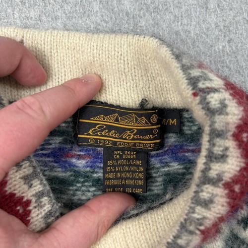 Vintage Eddie Bauer Sweater Women Medium Red Fair Isle Wool 80s Ski Nordic READ by Eddie Bauer, Size M, $39.99 - Photo 3