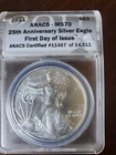 2011 $1 American Silver Eagle 1oz .999 Dollar First Day of Issue ANACS MS70