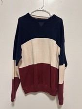 Vtg 90s JOHN ASHFORD Multicolor Colorblock Heavyweight Knit Crewneck Sweater XL