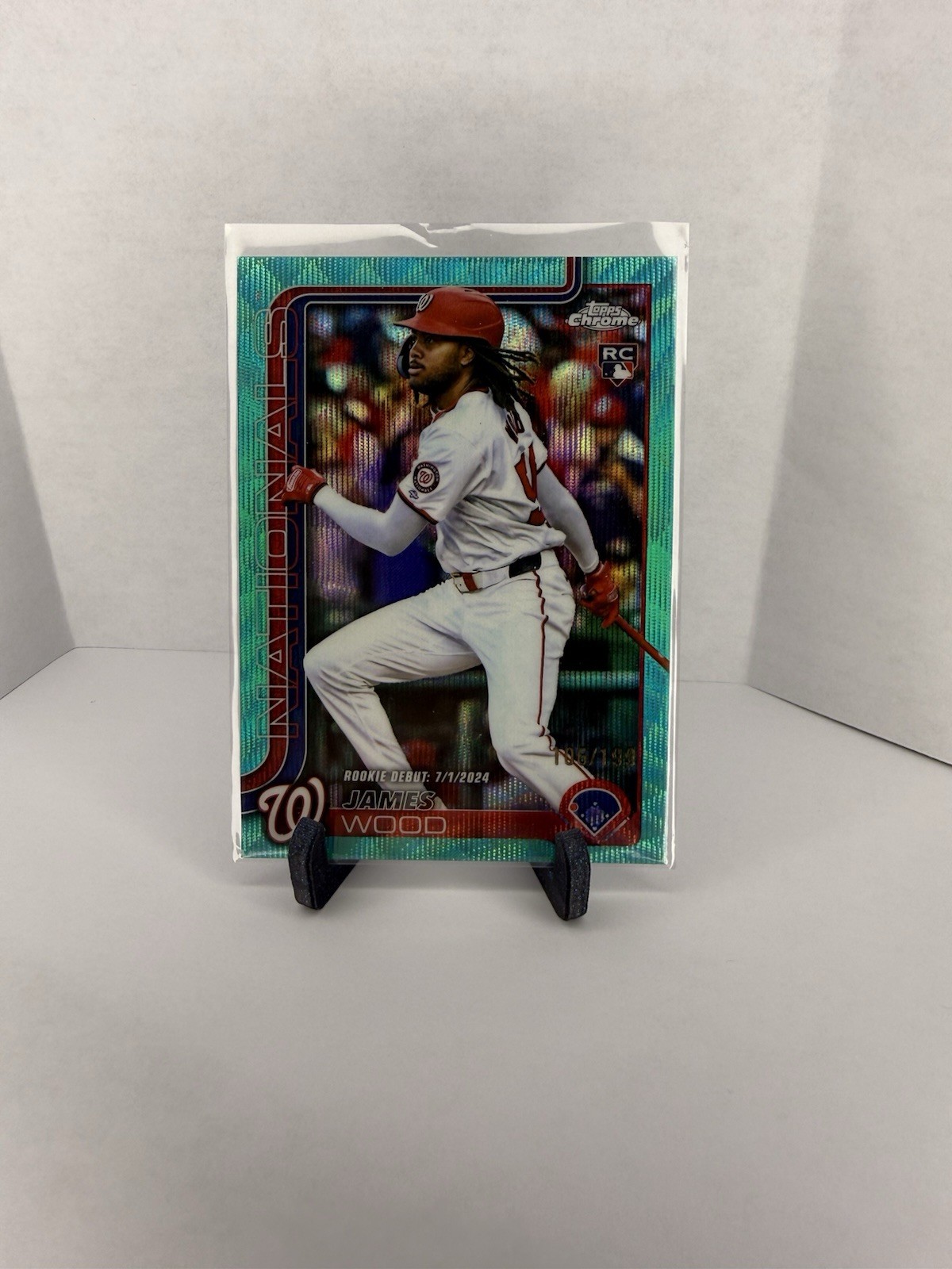 2025 Topps Chrome Update #USC95 James Wood Aqua Wave Refractors #/199