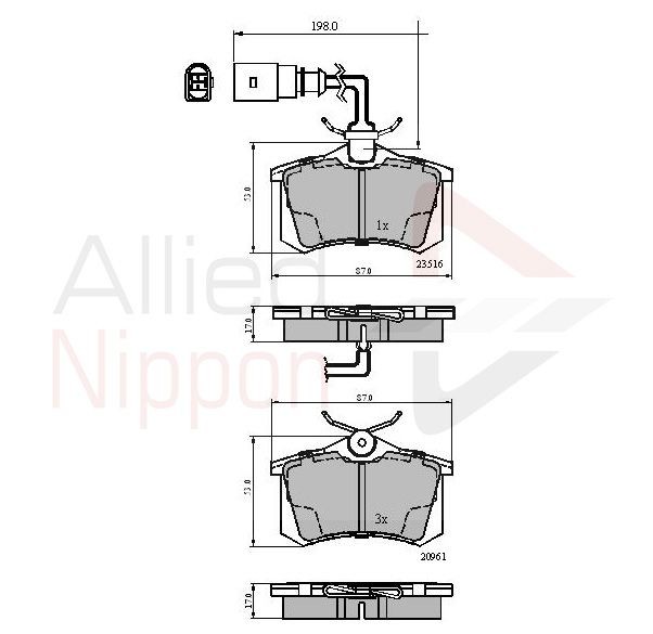 Brake Pad Set For Disc Rear Fits Audi A4 Ford Seat VW ALLIED NIPPON ADB1797