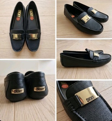 DKNY Damen Slipper Loafers 41 Schwarz Neu