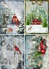 Decoupage Queen - Christmas Pops of Red Four Pack Rice Paper A4