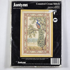 Kit de tapiz de pavo real Janlynn Counted Cross Stitch 1992 #112-77 - Paquete sellado