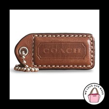 COACH Y2K VINTAGE Hang Tag 2" Brown Leather  Suede Bag Charm Keychain Fob