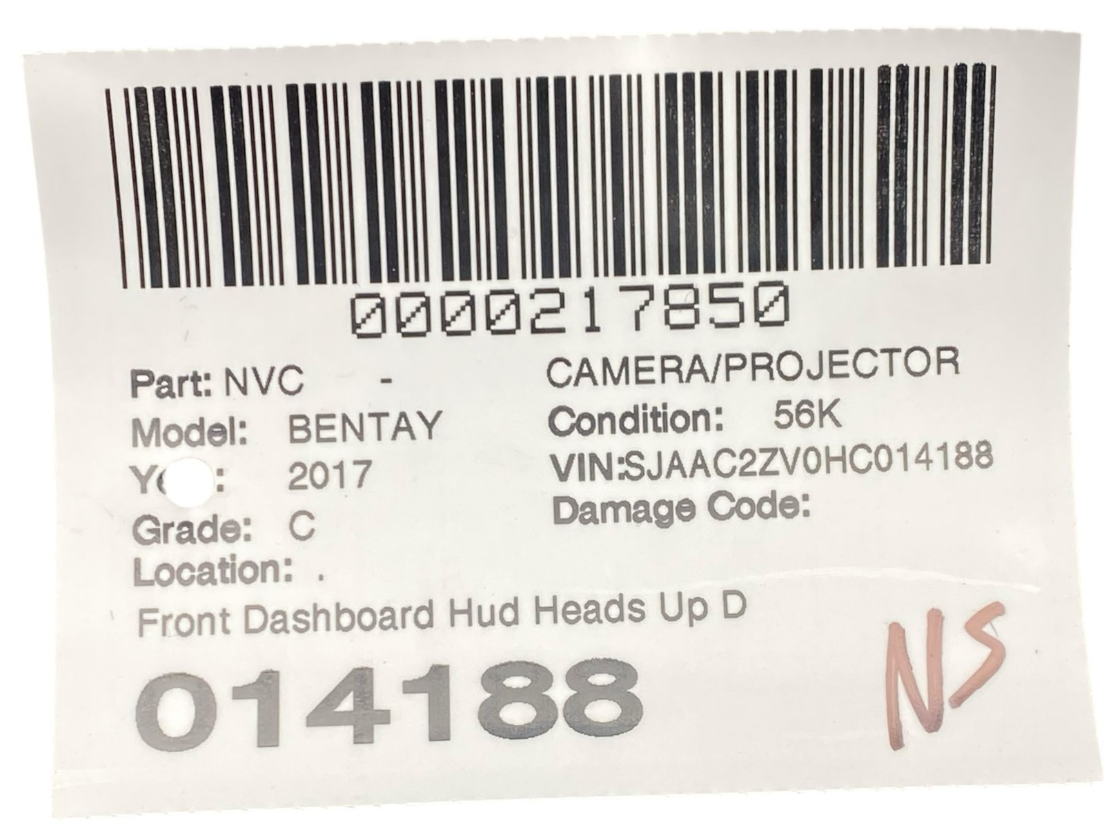 2015-2020 BENTLEY BENTAYGA Front Dash Hud Heads Up Projector *Plastic+Scratches*