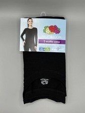 FRUIT of the LOOM Women s Size M Waffle Crew Top Thermal Super Soft Black