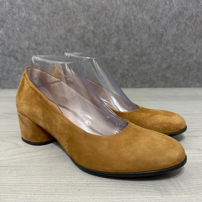 ECCO Shape 35 Mod Block Pump Women's EU 39 US 8 Tobacco Brown Suede Shoes