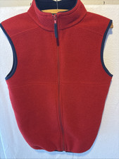 LL Bean Red Vest Youth XL 18 Navy Trim Full Zip Polartec Everyday Outdoor Y2K