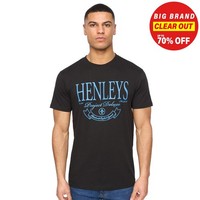 Henleys Henbank Herren Freizeit Rundhals KurzäRmeliges Baumwoll T-Shirt Schwarz