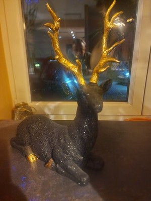 Dekofigur Hirsch Schwarz/ Gold Werner Voss