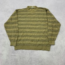 Vintage Knitted Jumper abstract patterned grandad knit sweater Men's L