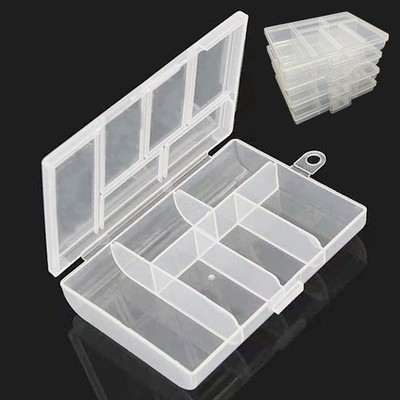Mini 6 Grids 4-PACK Plastic Organizer Box Storage Container for Small Jewelry...