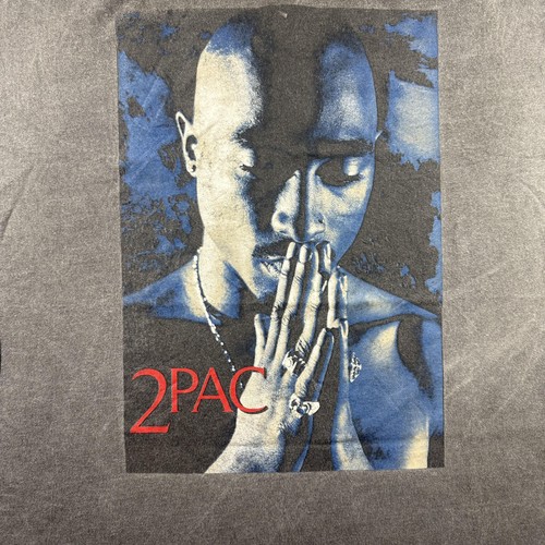 2Pac Shirt Mens Large Black Blue Graphic Hip Hop Rap Legend Distressed Tee - Picture 2 of 8