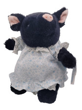 Vintage Eden plush stuffed PIG WIG black w dress Beatrix Potter 1982 w tags 10"