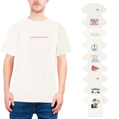 Captain Fin Herren T-Shirts Kurzarm Grafikdruck Sommer Baumwolle Weiß Oberteil