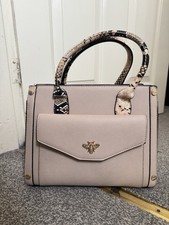Women’s Pink and Beige Handbag with Shoulder Strap and Adjustable Shoulder