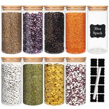 Glass Food Storage Containers Jars with Airtight Bamboo Lid 30 oz 8 pcs, 890 ...