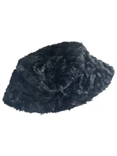 Isotoner Womens Black Textured Fluffy Bucket Hat