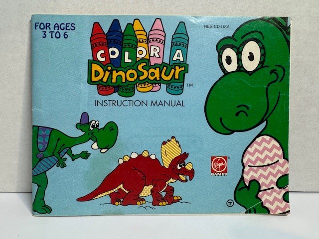 Color a Dinosaur NES Nintendo Entertainment System Instruction MANUAL ONLY Rare