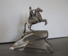Vintage Soviet Russian Metal Sculpture Statue of Peter I Peter the Great