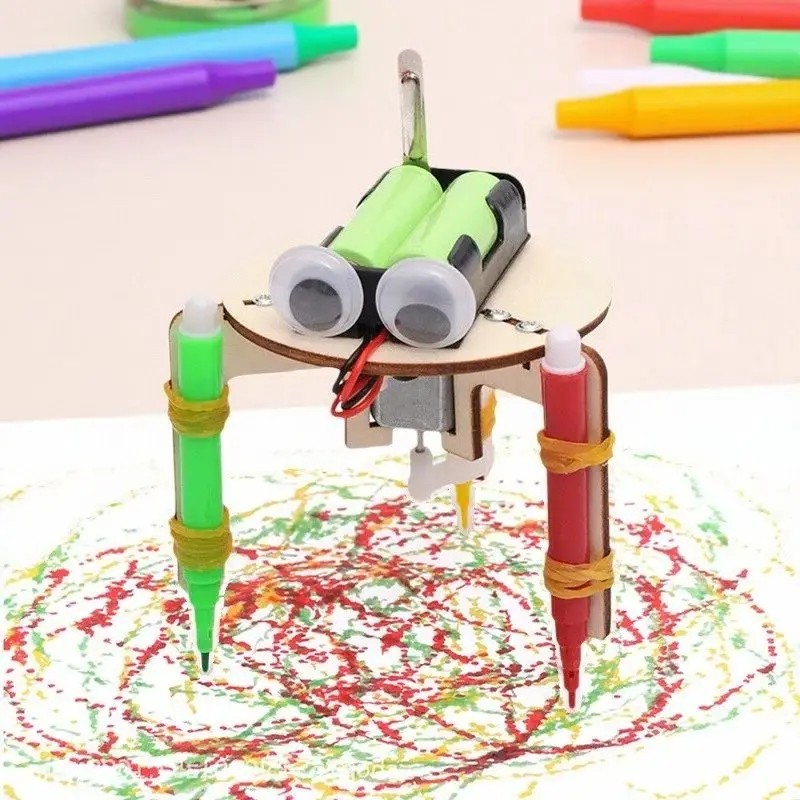 DIY Graffiti Robot Kit Kids Science Toy Vibration Drawing Art Educational STEM M